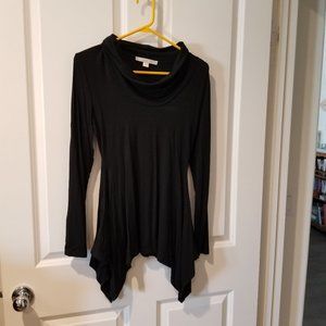 Black, form fitting, scoop neck top